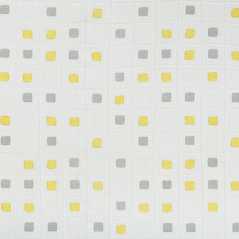 Gridwork Citrine by Kravet Basics Designer Fabric JEFFREY ALAN MARKS OCEANVIEW LINEN - 99%;COTTON - 1% India - Horizontal: 12.75 and Vertical: 12.75 50.5 - Swanky Fabrics -