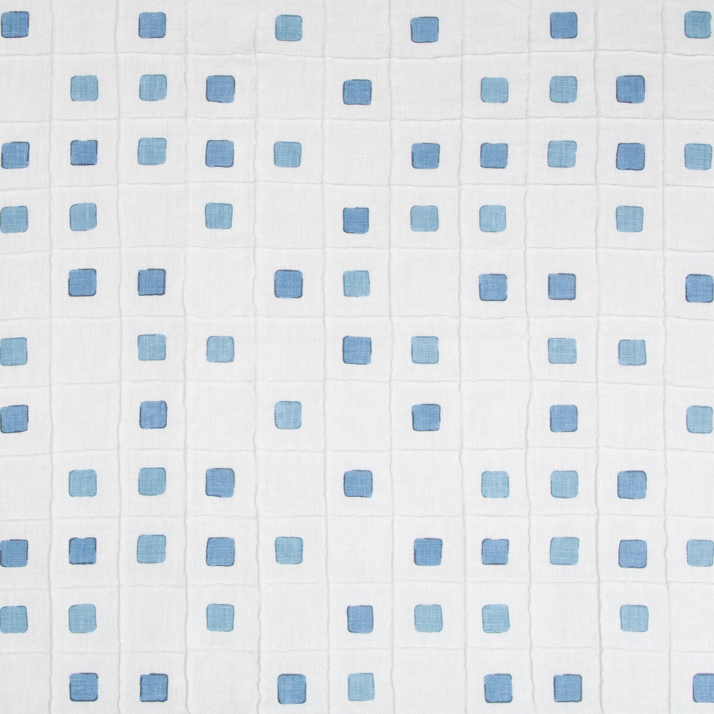 Gridwork Ocean by Kravet Basics Designer Fabric JEFFREY ALAN MARKS OCEANVIEW LINEN - 99%;COTTON - 1% India - Horizontal: 12.75 and Vertical: 12.75 50.5 - Swanky Fabrics -