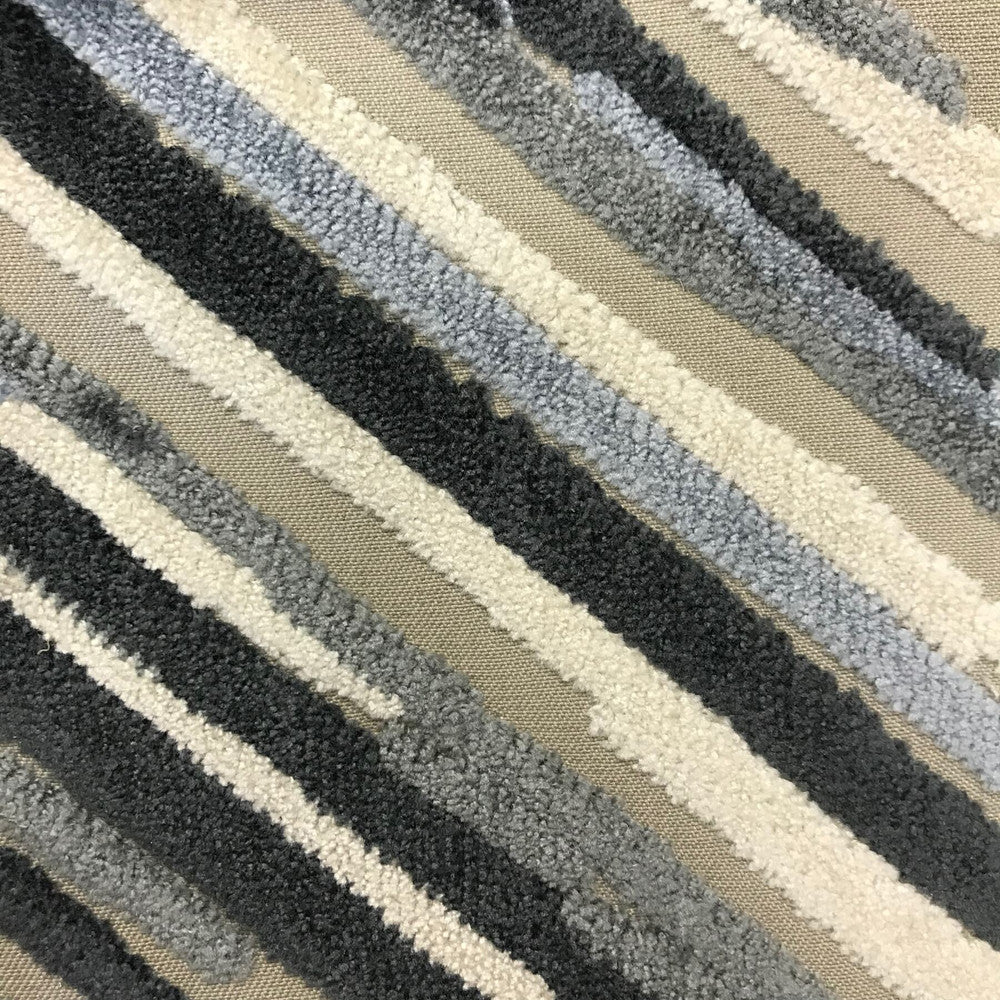 Gutsy 1 Grey by Stout Designer Fabric Right On Trend Cut Velvets 58% Polyester 42% Spun Viscose INDIA CATB 117-2013 WYZENBEEK 15 000 DOUBLE RUB WEAR TEST (HEAVY DUTY) Horizontal: 14.5 and Vertical: 27 54 in - Swanky Fabrics -