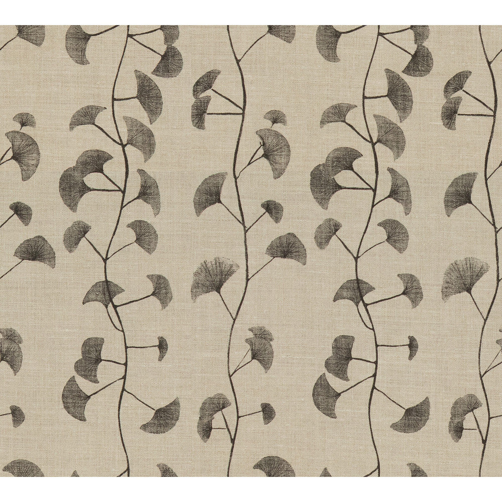 Fans Natural/Charcoal by Groundworks Designer Fabric ALLEGRA HICKS COLLECTION LINEN - 60%;COTTON - 30%;NYLON - 10% United Kingdom Horizontal: 9 and Vertical: 15.25 54 - Swanky Fabrics -
