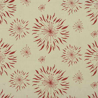 Dandelion Cream/Red by Groundworks Designer Fabric ALLEGRA HICKS COLLECTION LINEN - 60%;COTTON - 30%;NYLON - 10% United Kingdom - Horizontal: 18 and Vertical: 8.5 54 - Swanky Fabrics -