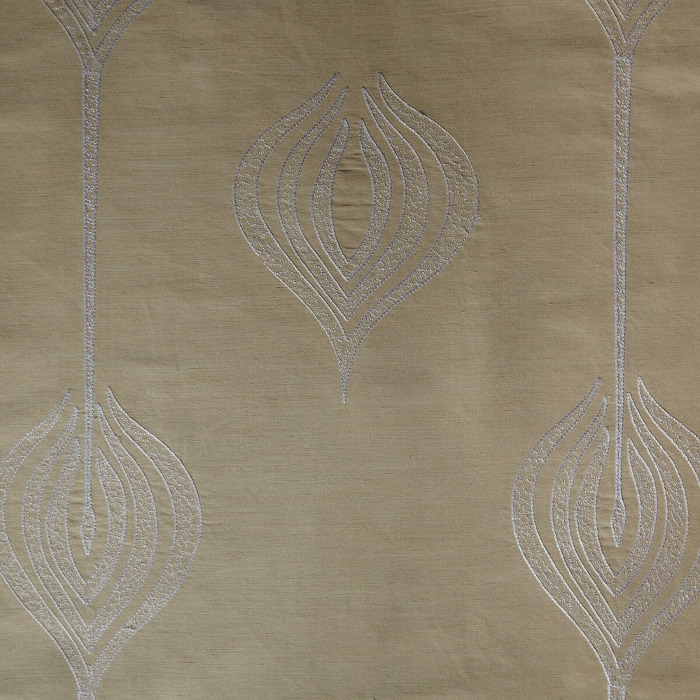 Tulip Embroidery Cream by Groundworks Designer Fabric ALLEGRA HICKS II COLLECTION SILK - 61%;LINEN - 39% India Horizontal: 12.75 and Vertical: 15 54 - Swanky Fabrics -