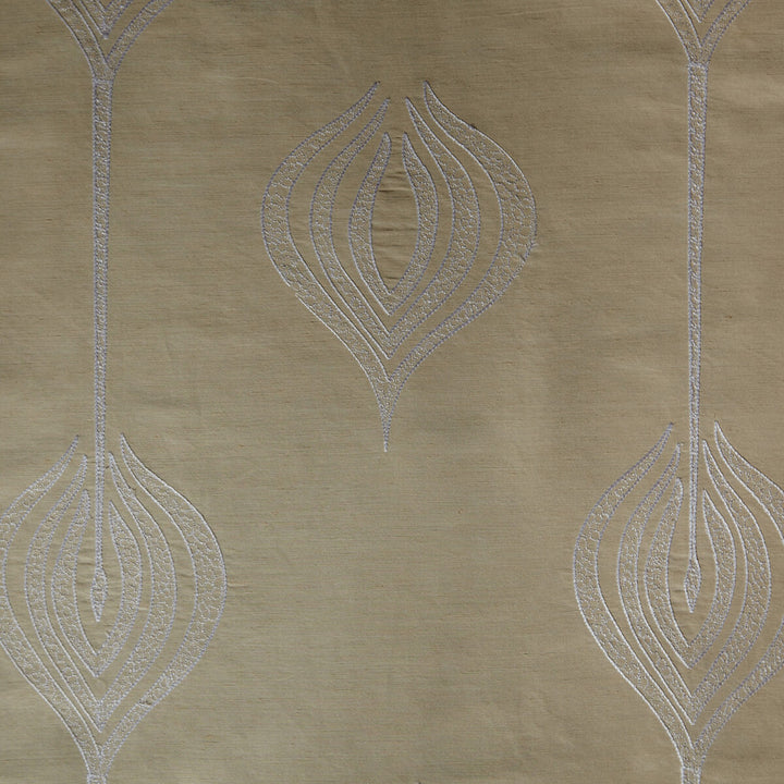 Tulip Embroidery Cream by Groundworks Designer Fabric ALLEGRA HICKS II COLLECTION SILK - 61%;LINEN - 39% India Horizontal: 12.75 and Vertical: 15 54 - Swanky Fabrics -
