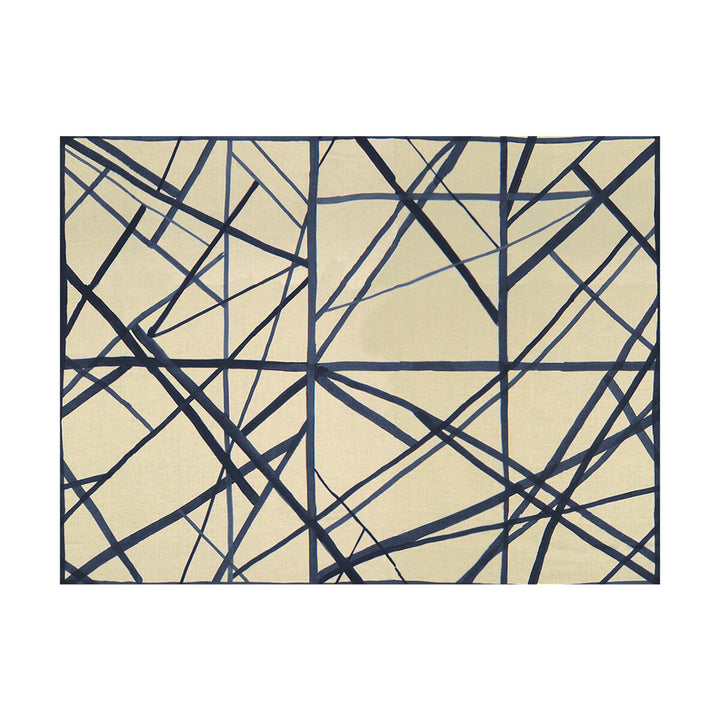 Channels Periwinkle/Oat by Groundworks Designer Fabric KELLY WEARSTLER II LINEN - 100% Italy MEDIUM Horizontal: 55 and Vertical: 41.5 55 - Swanky Fabrics -