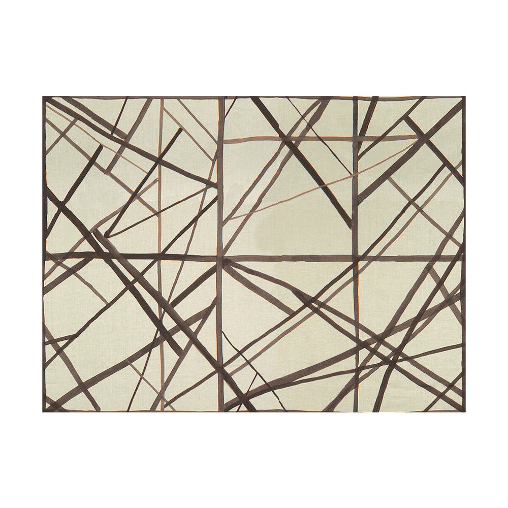 Channels Taupe/Ivory by Groundworks Designer Fabric KELLY WEARSTLER II LINEN - 100% Italy MEDIUM Horizontal: 55 and Vertical: 41.5 55 - Swanky Fabrics -