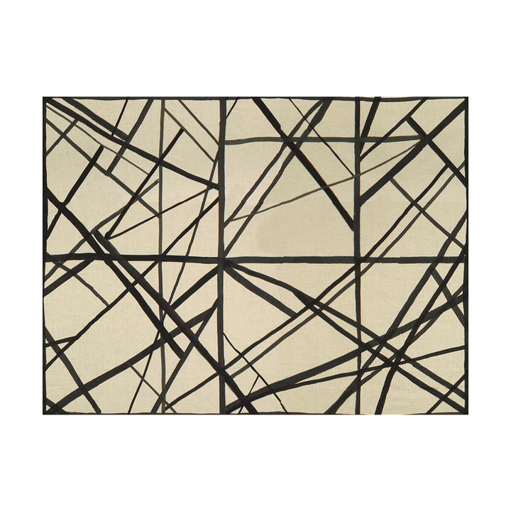 Channels Ebony/Ivory by Groundworks Designer Fabric KELLY WEARSTLER II LINEN - 100% Italy MEDIUM Horizontal: 55 and Vertical: 41.5 55 - Swanky Fabrics -