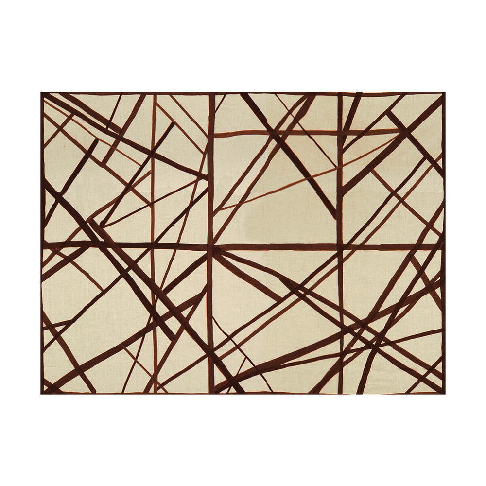 Channels Plum/Oatmeal by Groundworks Designer Fabric KELLY WEARSTLER II LINEN - 100% Italy MEDIUM Horizontal: 55 and Vertical: 41.5 55 - Swanky Fabrics -