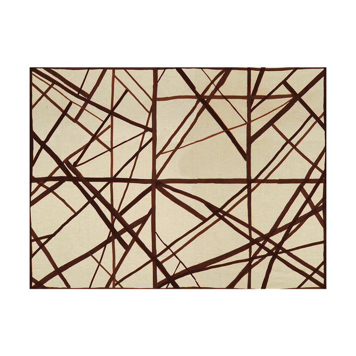 Channels Plum/Oatmeal by Groundworks Designer Fabric KELLY WEARSTLER II LINEN - 100% Italy MEDIUM Horizontal: 55 and Vertical: 41.5 55 - Swanky Fabrics -