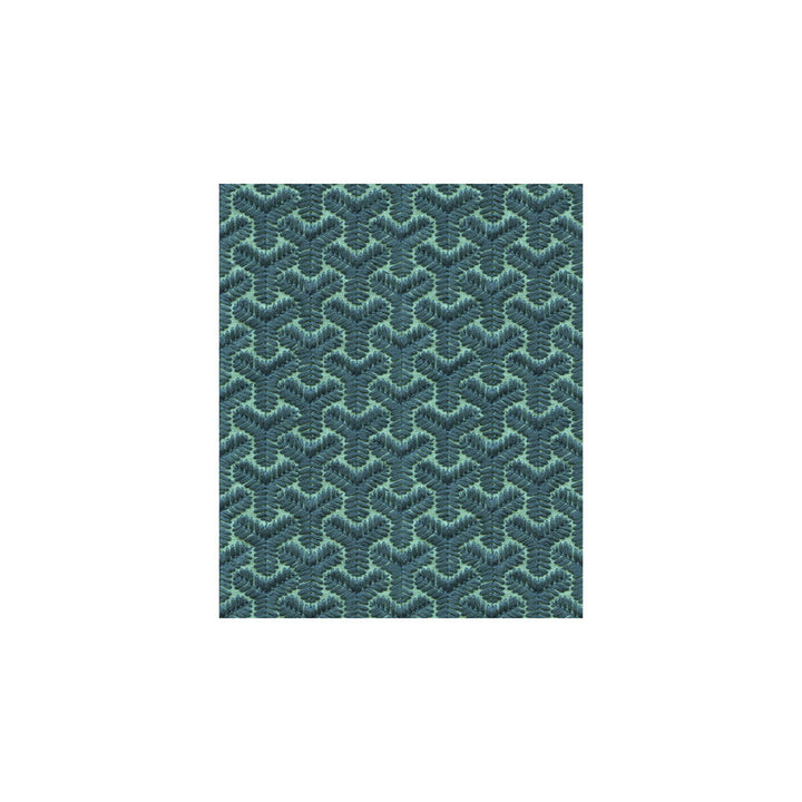 Chengtudoor Emb Blue/Aqua by Groundworks Designer Fabric DAVID HICKS 3 BY ASHLEY HICKS LINEN - 55%;POLYESTER - 45% India LIGHT Horizontal: 2.125 and Vertical: 1.25 51 - Swanky Fabrics -