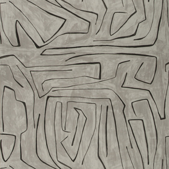 Graffito Graphite by Groundworks Designer Fabric KELLY WEARSTLER V COTTON - 52%;LINEN - 48% Italy MEDIUM Horizontal: 54 and Vertical: 54 54 - Swanky Fabrics -