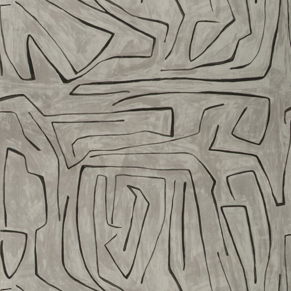 Graffito Graphite by Groundworks Designer Fabric KELLY WEARSTLER V COTTON - 52%;LINEN - 48% Italy MEDIUM Horizontal: 54 and Vertical: 54 54 - Swanky Fabrics -