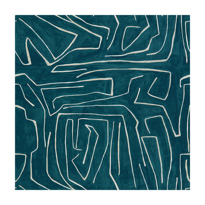 Graffito Teal/Pearl by Groundworks Designer Fabric KELLY WEARSTLER III COTTON - 52%;LINEN - 48% Italy Horizontal: 54 and Vertical: 54 54 - Swanky Fabrics -