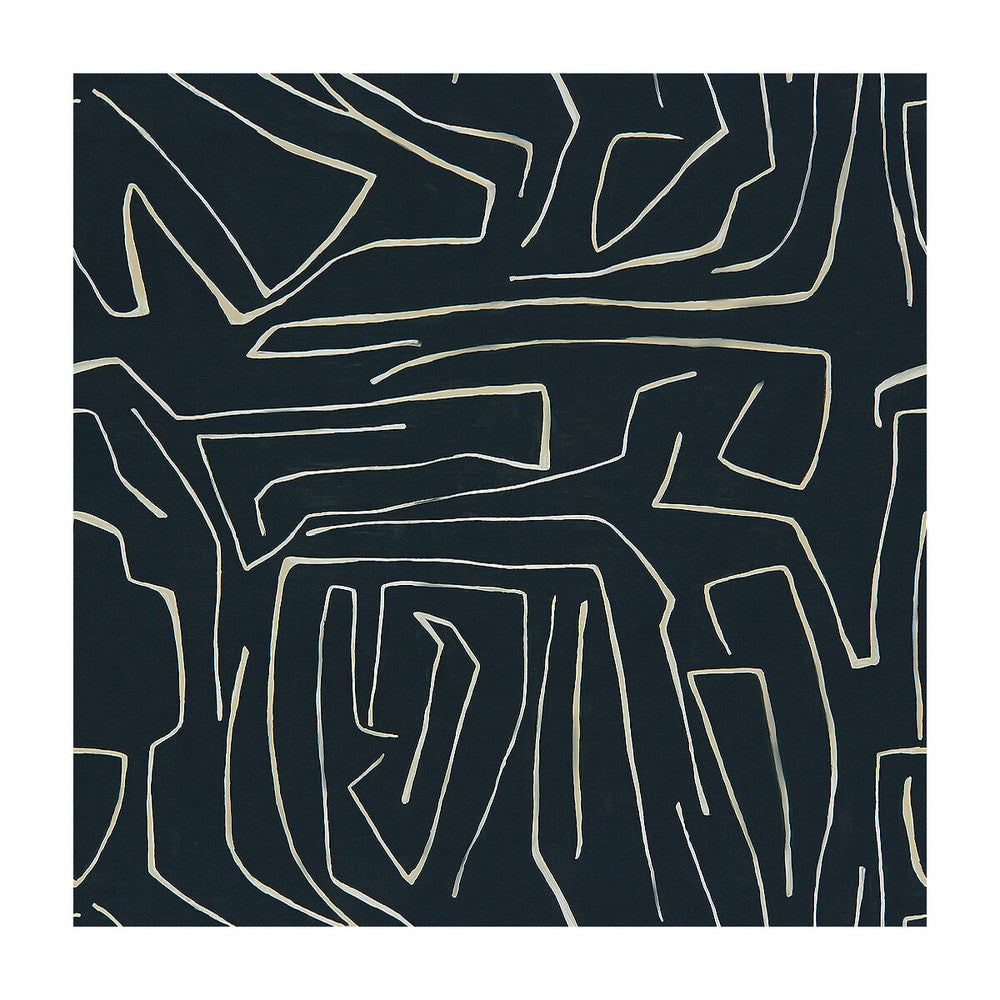 Graffito Onyx/Beige by Groundworks Designer Fabric KELLY WEARSTLER III COTTON - 52%;LINEN - 48% Italy - Horizontal: 54 and Vertical: 54 54 - Swanky Fabrics -