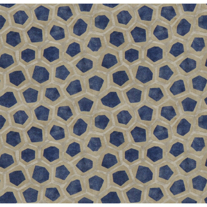 Hexagon Velvet Sapphire by Groundworks Designer Fabric PRISM VISCOSE - 64%;COTTON - 36% Italy HEAVY Horizontal: 6.75 and Vertical: 7 53 - Swanky Fabrics -