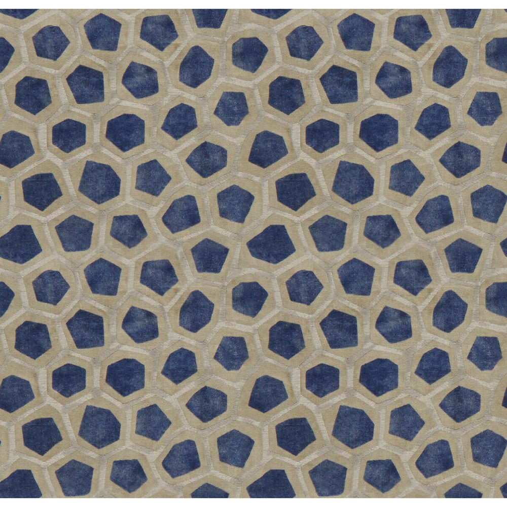 Hexagon Velvet Sapphire by Groundworks Designer Fabric PRISM VISCOSE - 64%;COTTON - 36% Italy HEAVY Horizontal: 6.75 and Vertical: 7 53 - Swanky Fabrics -