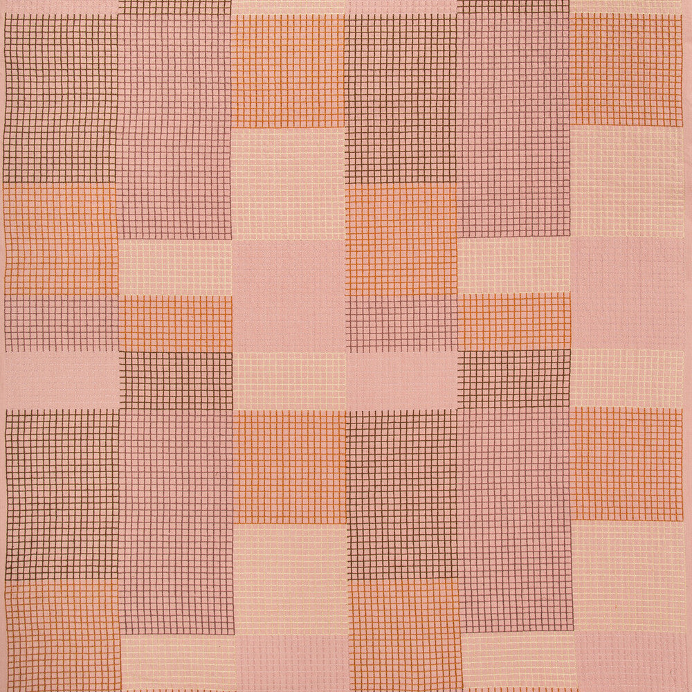 Gridlock Cinnamon by Groundworks Designer Fabric KELLY WEARSTLER V COTTON - 84%;SPUN POLYESTER - 16% India Horizontal: 25.4 and Vertical: 29.5 50.8 - Swanky Fabrics -