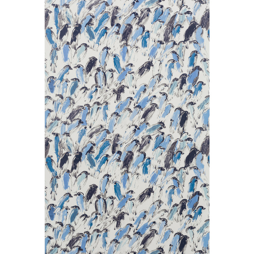 Finches Blue/Beige by Groundworks Designer Wallcovering HUNT SLONEM FOR GROUNDWORKS PAPER - 100% United States Horizontal: 27 and Vertical: 21.5 27 - Swanky Fabrics -
