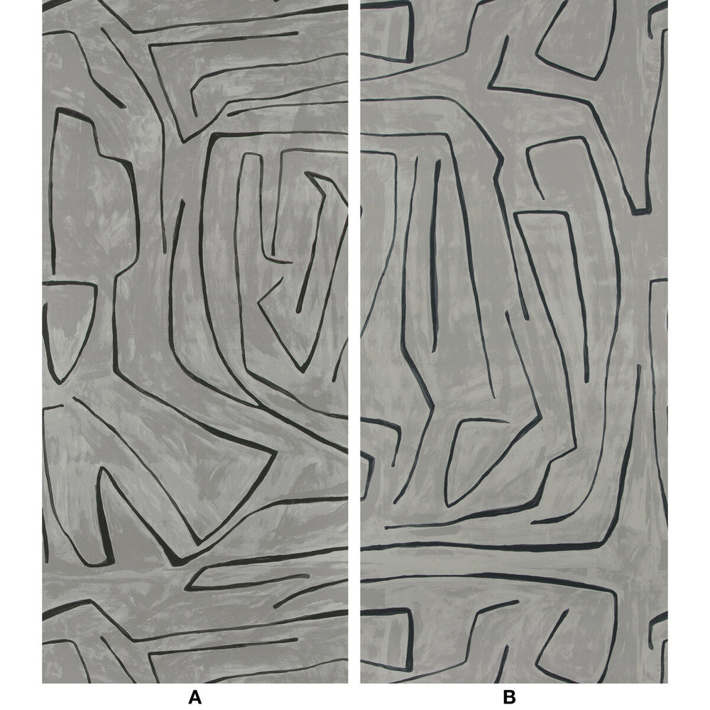 Graffito Graphite by Groundworks Designer Wallcovering KELLY WEARSTLER WALLPAPERS V PAPER - 100% United States Horizontal: 54 and Vertical: 54 54 - Swanky Fabrics -