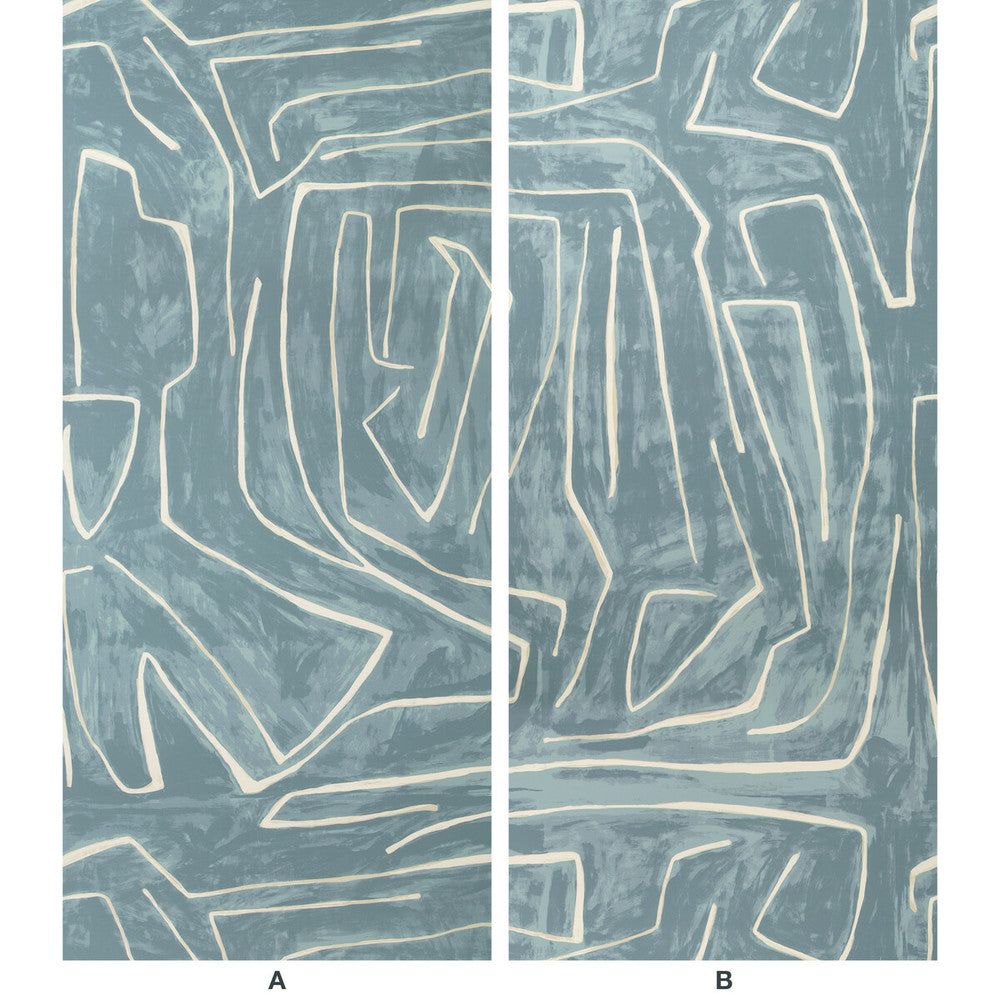 Graffito Deep Sky by Groundworks Designer Wallcovering KELLY WEARSTLER WALLPAPERS V PAPER - 100% United States Horizontal: 54 and Vertical: 54 54 - Swanky Fabrics -