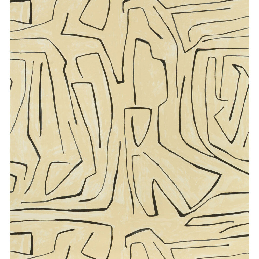 Graffito Linen/Onyx by Groundworks Designer Wallcovering KELLY WEARSTLER WALLPAPERS II PAPER - 100% United States Horizontal: 54 and Vertical: 54 54 - Swanky Fabrics -