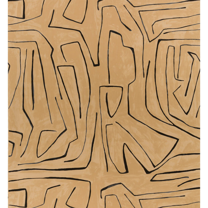 Graffito Sand/Black by Groundworks Designer Wallcovering KELLY WEARSTLER WALLPAPERS II PAPER - 100% United States - Horizontal: 54 and Vertical: 54 54 - Swanky Fabrics -