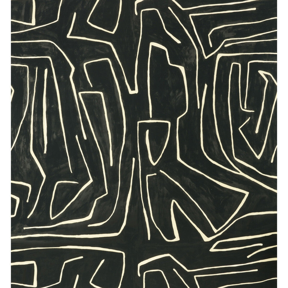 Graffito Onyx/Beige by Groundworks Designer Wallcovering KELLY WEARSTLER WALLPAPERS II PAPER - 100% United States - Horizontal: 54 and Vertical: 54 54 - Swanky Fabrics -