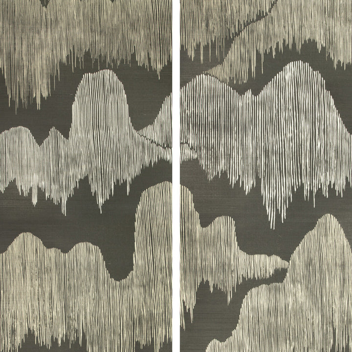 Cascadia Paper Noir by Groundworks Designer Wallcovering KELLY WEARSTLER WALLPAPERS IV JUTE - 90%;COTTON - 10% Italy Horizontal: 68.5 and Vertical: 90.55 68.5 - Swanky Fabrics -