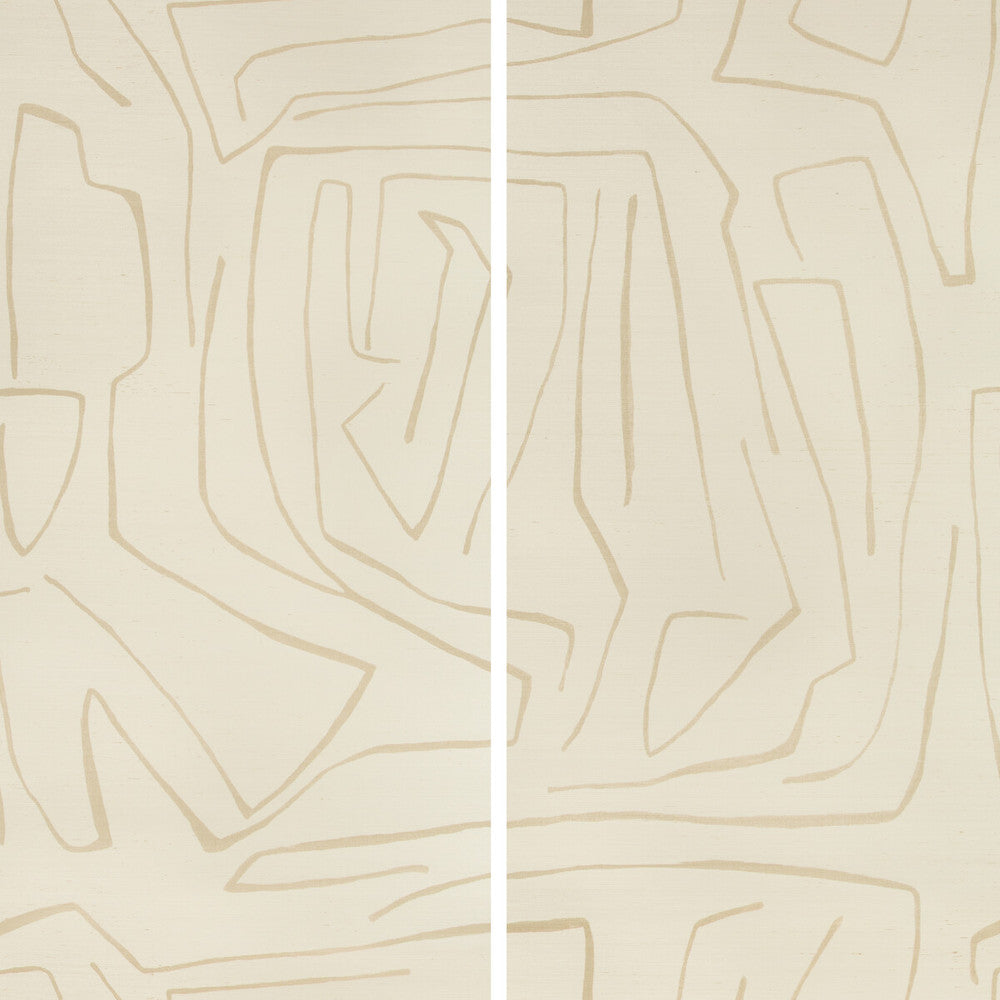 Graffito Ii Parchment by Groundworks Designer Wallcovering KELLY WEARSTLER WALLPAPERS IV JUTE - 100% United States Horizontal: 62 and Vertical: 62 62 - Swanky Fabrics -