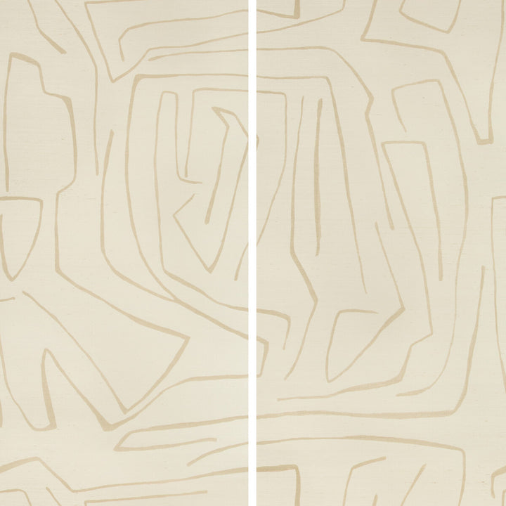 Graffito Ii Parchment by Groundworks Designer Wallcovering KELLY WEARSTLER WALLPAPERS IV JUTE - 100% United States - Horizontal: 62 and Vertical: 62 62 - Swanky Fabrics -