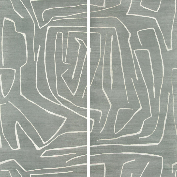 Graffito Ii Denim by Groundworks Designer Wallcovering KELLY WEARSTLER WALLPAPERS IV JUTE - 100% United States Horizontal: 62 and Vertical: 62 62 - Swanky Fabrics -