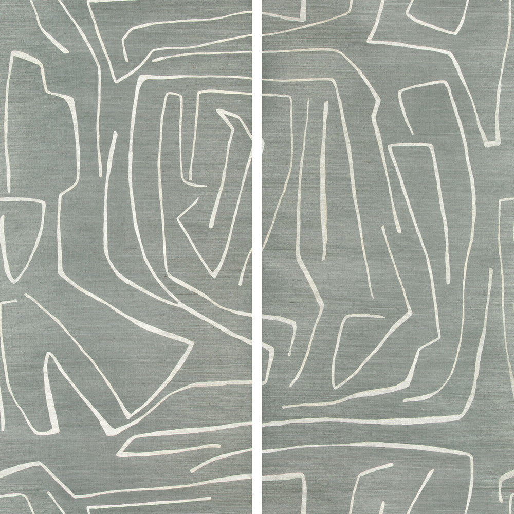 Graffito Ii Denim by Groundworks Designer Wallcovering KELLY WEARSTLER WALLPAPERS IV JUTE - 100% United States Horizontal: 62 and Vertical: 62 62 - Swanky Fabrics -