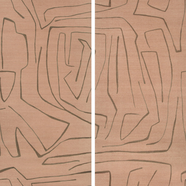 Graffito Ii Rosa by Groundworks Designer Wallcovering KELLY WEARSTLER WALLPAPERS IV JUTE - 100% United States Horizontal: 62 and Vertical: 62 62 - Swanky Fabrics -