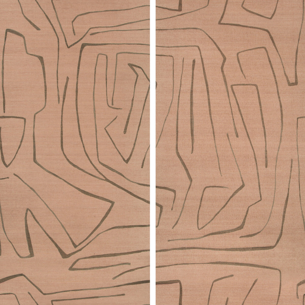 Graffito Ii Rosa by Groundworks Designer Wallcovering KELLY WEARSTLER WALLPAPERS IV JUTE - 100% United States Horizontal: 62 and Vertical: 62 62 - Swanky Fabrics -