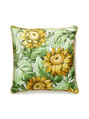 Sunflower Print Pillow 22 X 22 - Harvest GWSUNFLPILL0001 by Scalamandre Designer Pillows 90% COTTON 10% LINEN U.S.A. Horizontal: and Vertical: 0 - Swanky Fabrics -