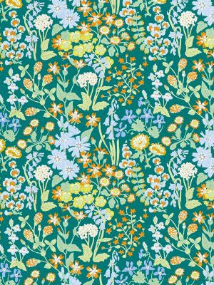 Nymph Floral Emerald Multi GW166300002 by Grey Watkins Designer Fabric FOLKLORE 100% COTTON UNITED KINGDOM MEDIUM DUTY Horizontal: 19" and Vertical: 18.25" 55 - Swanky Fabrics -