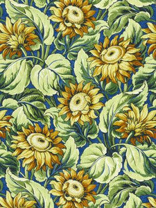 Sunflower Print Cobalt GW166310002 by Grey Watkins Designer Fabric