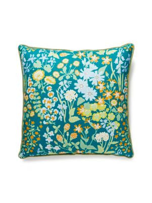 Nymph Floral Pillow 22 X 22 - Emerald Multi GWNYMPHPILL0002 by Scalamandre Designer Pillows 100% COTTON U.S.A. Horizontal: and Vertical: 0 - Swanky Fabrics -