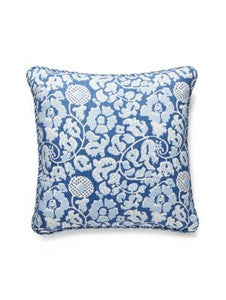 Maiden Floral Pillow 22 X 22 - Denim GWMAIDFPILL0003 by Scalamandre Designer Pillows