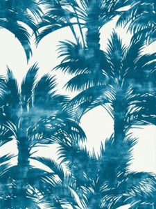 Palm Print Turquoise GW166100004 by Grey Watkins Designer Fabric