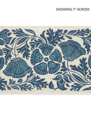 Gretel Printed Tape Bluebird GWT33300004 by Grey Watkins Designer Trim FOLKLORE 100% LINEN INDIA MEDIUM DUTY Horizontal: 8.75" and Vertical: 5.13 - Swanky Fabrics -
