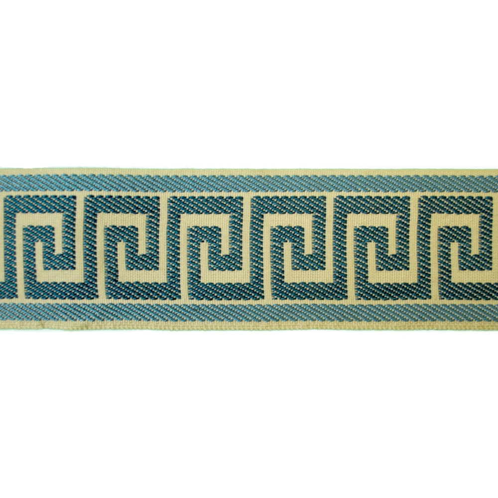 Greek Key Navy by Europatex Designer Fabric Tapes Decor 100% Polyester 1.40 inches - Swanky Fabrics -