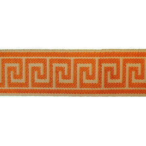 Greek Key Tangerine by Europatex Designer Fabric