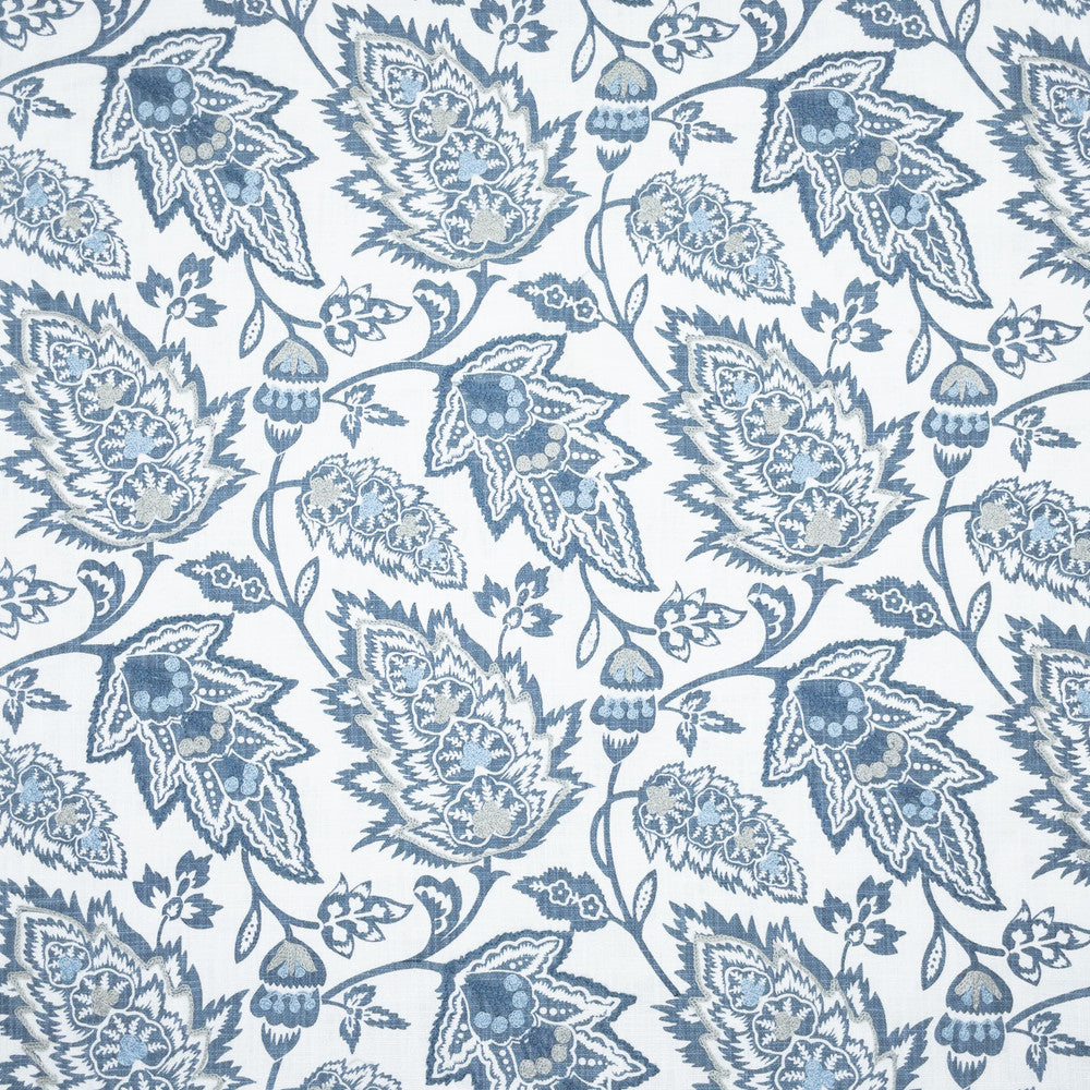 Hagen 1 Slate by Stout Designer Fabric COMFORTABLE LIVING HAZE/NAVY 100%COT %VEMB INDIA Horizontal: 12.875 and Vertical: 11.625 51.5 in - Swanky Fabrics -