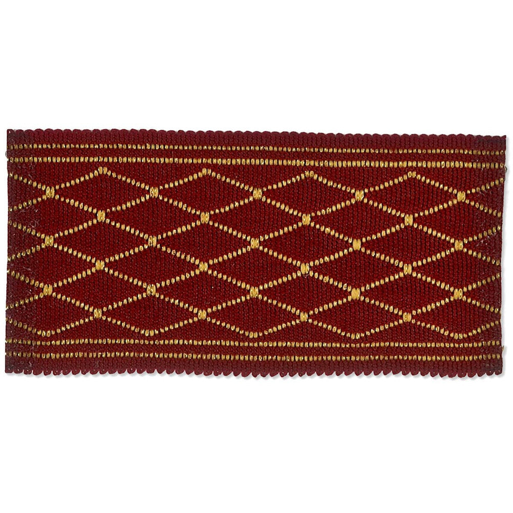 Hampton 1 Burgundy by Stout Designer Trim New World Tapes & Borders 43% Polyester 37% Acrylic 12% Metallic 8% Spun Viscose CHINA Horizontal: 0.875 and Vertical: 0 2 in - Swanky Fabrics -