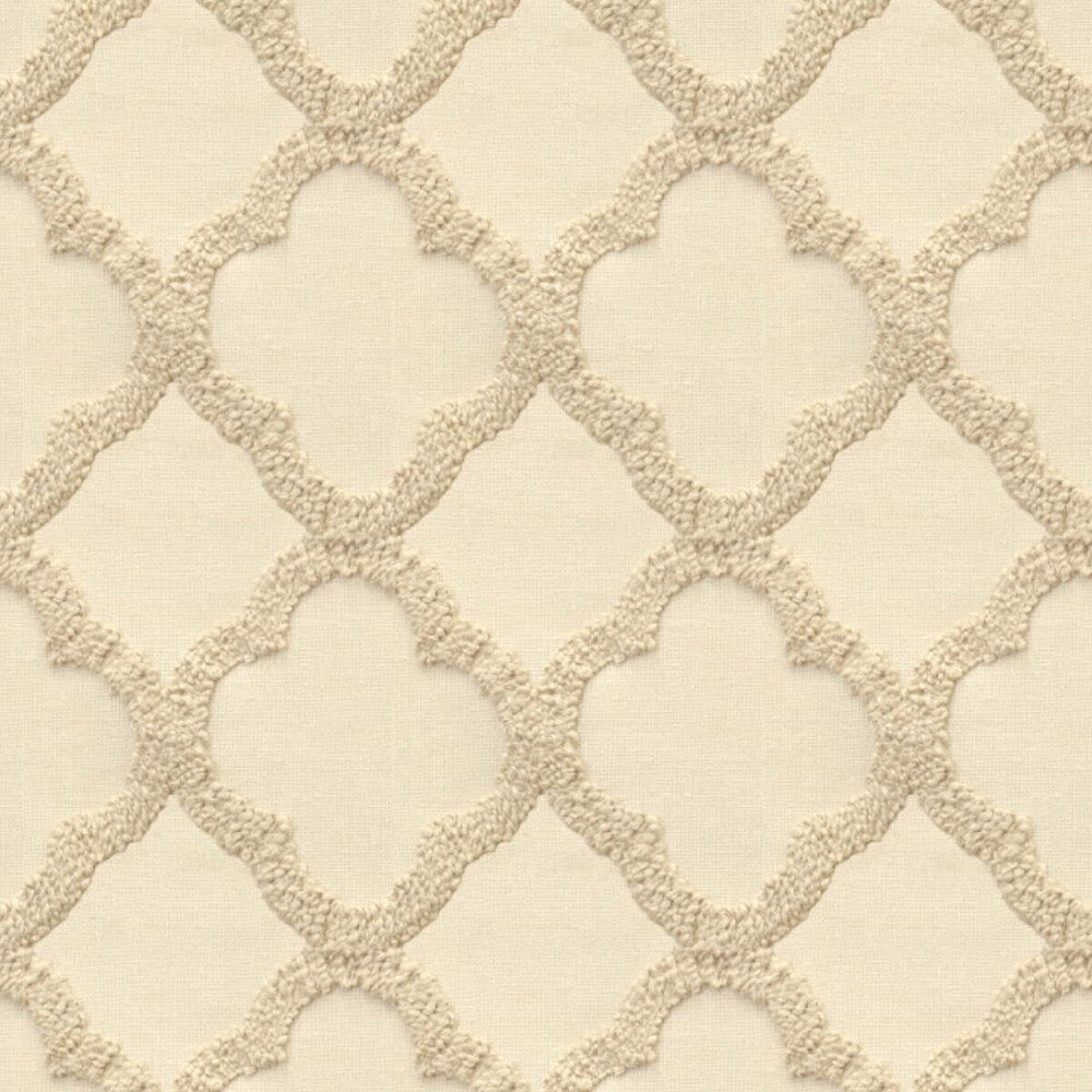 Harrison 1 Hemp by Stout Designer Fabric Color My Window Embroidery/Snow 100% Polyester Polyester Embroidery INDIA Horizontal: 4.375 and Vertical: 4.875 51.5 in - Swanky Fabrics -
