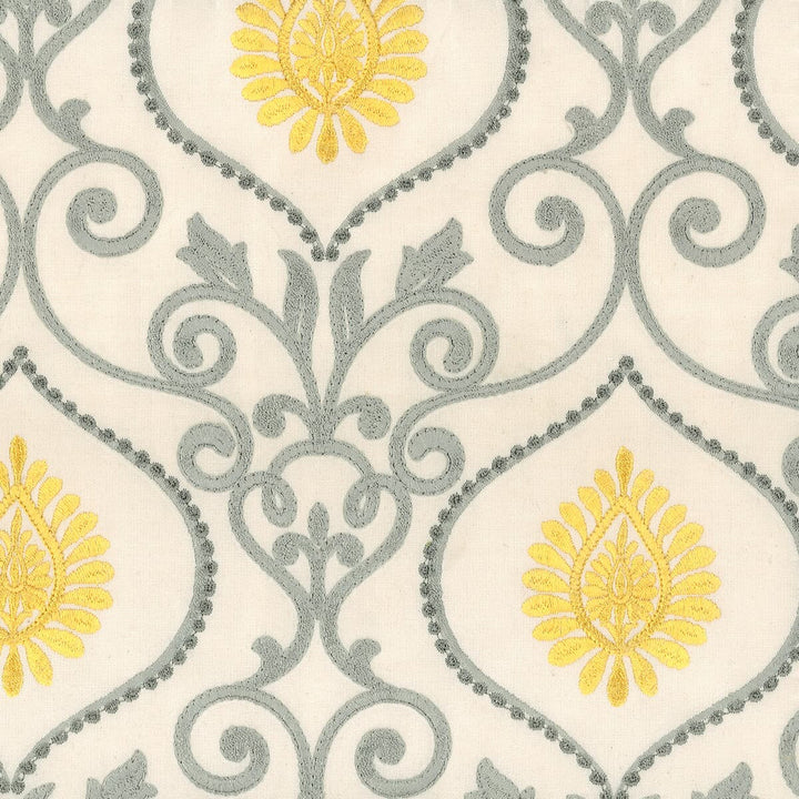 Hatcher 5 Silver by Stout Designer Fabric EMBROIDERY IV 100%COT %BEMB INDIA </p><p>Repeat: 15.125 51.5 in - Swanky Fabrics -