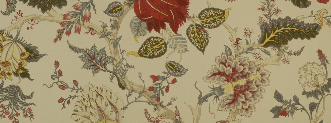 Hl-Darjeeling 1 White/Red Multi by Covington Designer Fabric