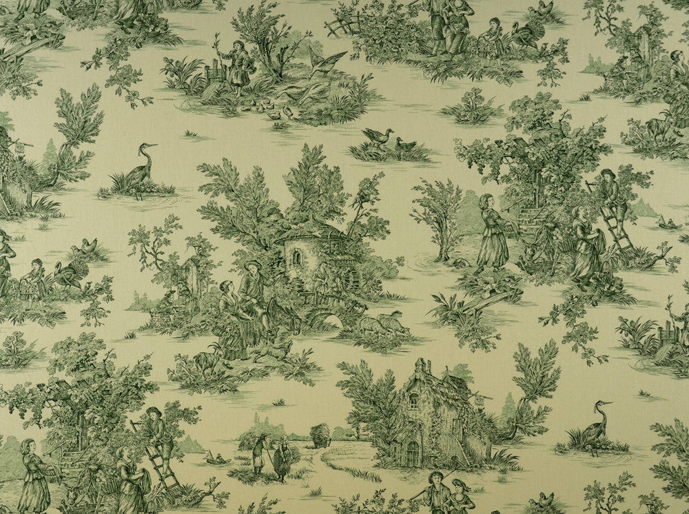 Hl-Pastorale White/Green 3 by Heirloom Designer Fabric our website for purchase 100% Cotton Spain 15000 Horizontal: 26.8" and Vertical: 25.2" 55" - Swanky Fabrics -