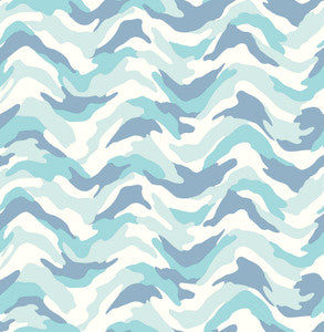 Stealth Light Blue Camo Wave Wallpaper by Brewster Designer