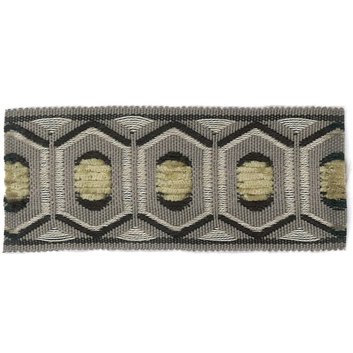 Honeycomb 1 Fog by Stout Designer Trim Accents Tapes & Borders 74% Spun Viscose 26% Polyester CHINA Horizontal: 0.875 and Vertical: 0 1.75 in - Swanky Fabrics -